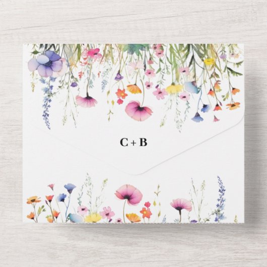 Wildblumen Menü Auswahl Probe Abendessen All In One Einladung (Rückseite)