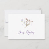 Wildblumen-Menüoption lila Boho-Herbsthochzeit RSVP Karte (Vorderseite)