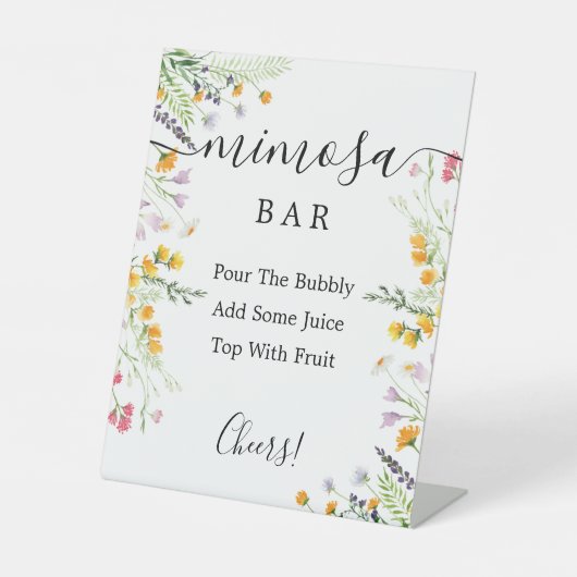 Wildblumen Mimosa Bar Sign Sockelschild (Vorderseite)