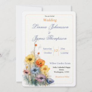 Wildblumen Minimalgarten Wildblumenhochzeit Einladung