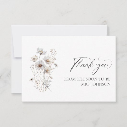 Wildblumen MinimalistBridal Dusche Vielen Dank Dankeskarte (Vorderseite)