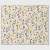 Wildblumen Minimalistisch Boho Floral Geschenkpapier (Flach)