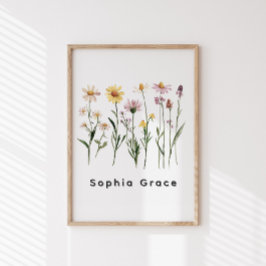 Wildblumen Minimalistischer Individuelle Name Poster