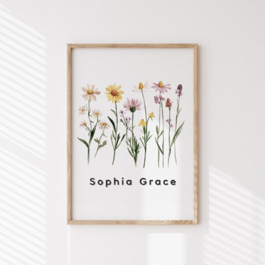 Wildblumen Minimalistischer Individuelle Name Poster