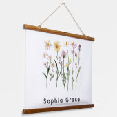 Wildblumen Minimalistischer Individuelle Name Wandteppich Mit Holzrahmen (Gewinkelt)