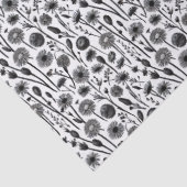 Wildblumen Minimalistisches Schwarz-Weiß-Muster Seidenpapier (Detail)