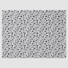 Wildblumen Minimalistisches Schwarz-Weiß-Muster Seidenpapier
