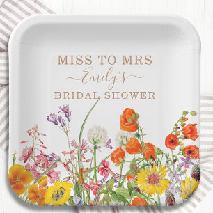 Wildblumen-Miss-To-Mrs-Brautjunggesellinnen-Party Pappteller