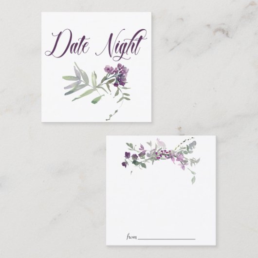 Wildblumen mit Aquarellfarbe Lavendeldatum Nachtka Quadratische Visitenkarte (Vorne/Hinten)