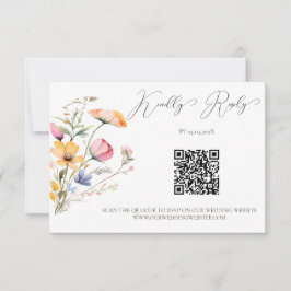 Wildblumen mit Aquarellfarben, die QR-Code hochhal RSVP Karte