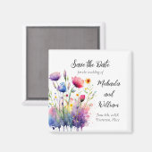Wildblumen mit Aquarellfarben speichern das Datum Magnet (Vorderseite/Rückseite)