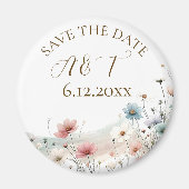 Wildblumen mit Aquarellfarben speichern das Datum Magnet (Vorne)
