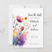 Wildblumen mit Aquarellfarben speichern das Datum Save The Date (Vorderseite)