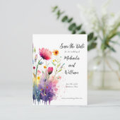 Wildblumen mit Aquarellfarben speichern das Datum Save The Date (Stehend Vorderseite)