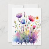 Wildblumen mit Aquarellfarben speichern das Datum Save The Date (Rückseite)
