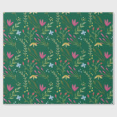 Wildblumen mit Blumenfarbe Rosa Blauer Gaumen Geschenkpapier (Flach)