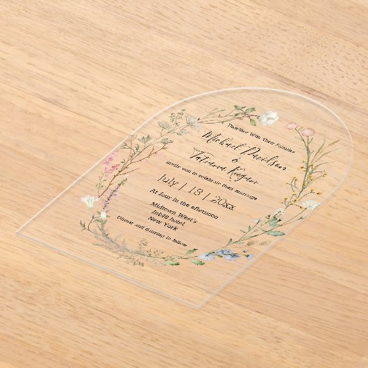Wildblumen mit Blumenkranz Acryleinladungen (Ablage )