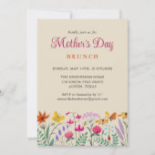 Wildblumen mit Blumenwasser Muttertagsbrunch Einladung (Vorderseite)