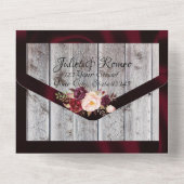 Wildblumen mit Burgund Ribbon & Lights Hochzeit All In One Einladung (Rückseite)