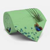 Wildblumen mit Butterfly auf Sage Green Krawatte (Gerollt)