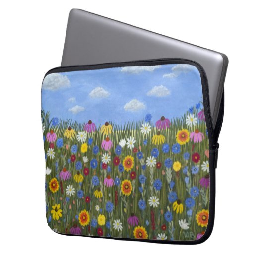 Wildblumen mit Daisis Laptopschutzhülle (Vorderseite Links)