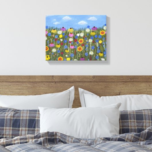 Wildblumen mit Daisis Leinwanddruck (Insitu (Schlafzimmer))