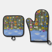 Wildblumen mit Daisis Ofenhandschuh & Topflappen-Set (Vorderseite)
