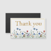 Wildblumen mit elegantem Gold Script Vielen Dank Magnetkarte (Vorne/Hinten)