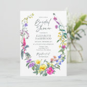 Wildblumen mit farbenfroher Blumenpracht Brautpart Einladung (Stehend Vorderseite)