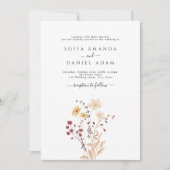 Wildblumen mit Foto Hochzeit im Herbst Einladung (Vorderseite)