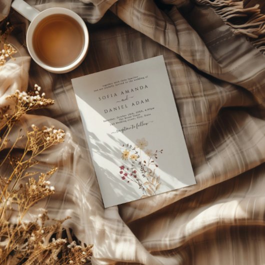 Wildblumen mit Foto Hochzeit im Herbst Einladung