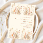 Wildblumen mit Geburtstagsluxus Einladung<br><div class="desc">Eine elegante 50. (oder jedes Alter) Geburtstagseinladung. Cremefarbener Hintergrund mit ockerfarbenen Wildblumen in Beige,  Rosa und staubgrünem Grün.</div>