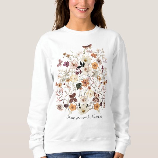 Wildblumen mit gepressten Blume Name Cotattecore Sweatshirt (Vorderseite)