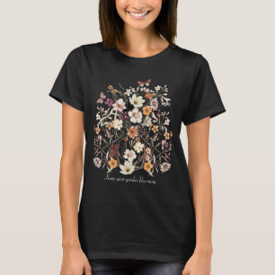 Wildblumen mit gepressten Blume Name Cotattecore T-Shirt