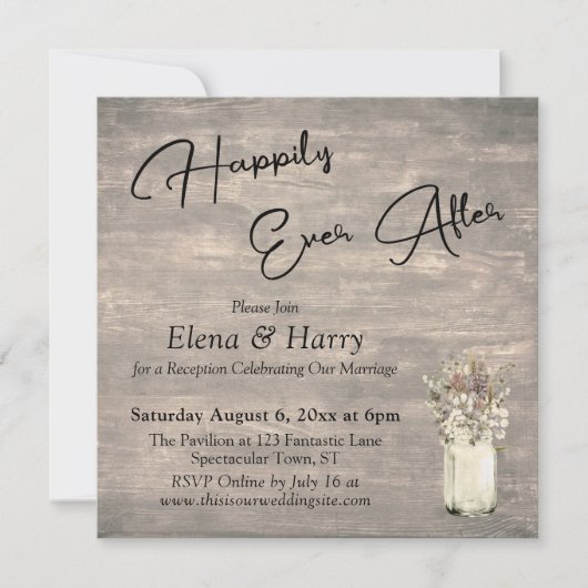 Wildblumen mit gewitterten Motherboards glücklich Einladung (Vorderseite)