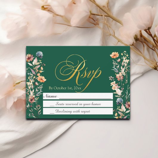Wildblumen mit Goldbriefen, RSVP Karte