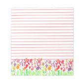 Wildblumen mit hellen Aquarellfarben, rot Notizblock (Vorderseite)