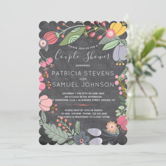 Wildblumen mit Kopfbrett, Wiesenwadendusche Einladung (Stehend Vorderseite)