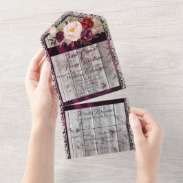 Wildblumen mit Lila Band, Spitzen und Lichtern All In One Einladung