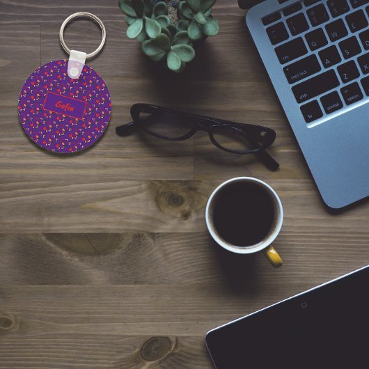 Wildblumen mit lila Blumenmustern, Schlüsselanhäng Schlüsselanhänger