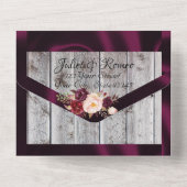 Wildblumen mit Lila Ribbon & Lights Hochzeit All In One Einladung (Rückseite)