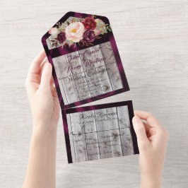 Wildblumen mit Lila Ribbon & Lights Hochzeit All In One Einladung