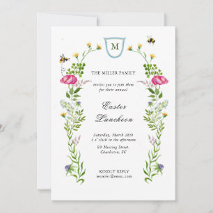 Wildblumen mit Monogramm Osterfest Ankündigung