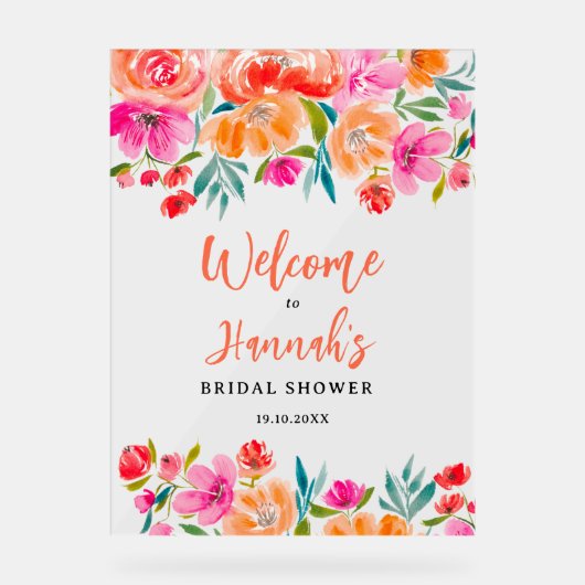 Wildblumen mit orangefarbenem Blumenmotiv Acrylschild (Vorderseite)