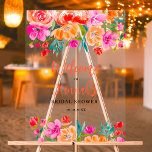 Wildblumen mit orangefarbenem Blumenmotiv Acrylschild<br><div class="desc">Liebe ist in Blüte! Das Brautparty mit orangefarbenen Blumen ist mit einem durchsichtigen Schild mit hübschen handbemalten Orangen-,  Rosa- und Gelbblüten und Aquarellbildern mit einem modernen,  eleganten Script Schriftart Sprichwort mit böhmischem Grün versehen. Ideal für Frühling,  Sommer im Freien Garten Braut oder Hochzeitsfeier.</div>