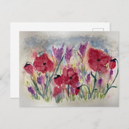 Wildblumen mit Pappchen Postkarte (Vorne/Hinten)