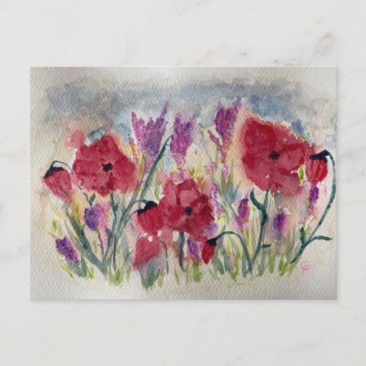 Wildblumen mit Pappchen Postkarte (Vorderseite)