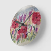 Wildblumen mit Pappchen Runde Wanduhr (Winkel)