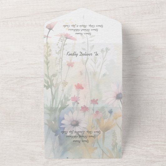 Wildblumen mit QR-Code für Frühjahrsfarbe All In One Einladung (Außenbereich)