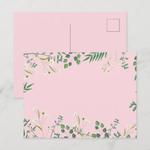 Wildblumen mit rosa Hochzeit Postkarte
